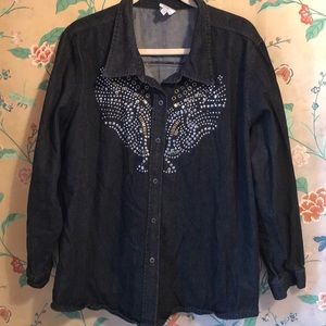 ⭐️SALE Never worn Diane Gilman denim rhinestone 2X